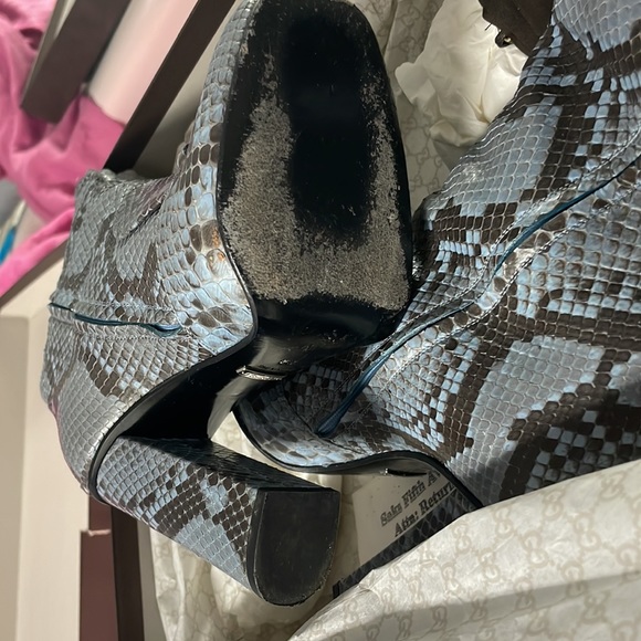 GUCCI PYTHON HORSEBIT KNEE HIGH BOOTS BLUE BROWN 38 - Picture 10 of 13